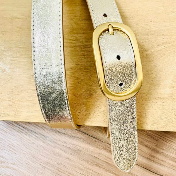 Ceinture cuir dorée élégante – Image 3