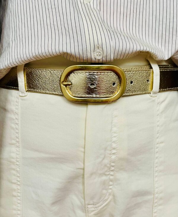 Ceinture cuir dorée élégante – Image 2